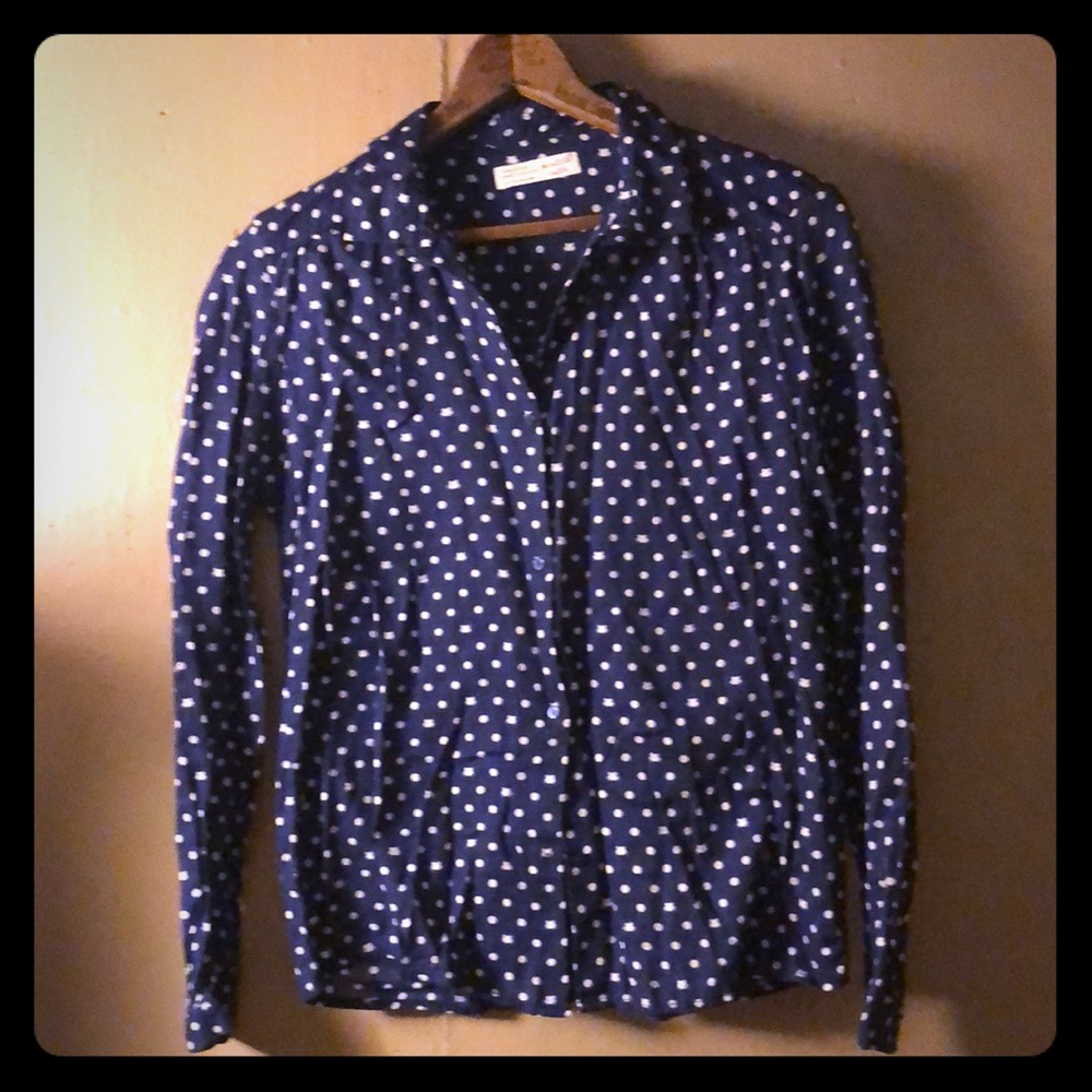 button up polka dot cat shirt
